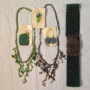 Elegant Green and Gold Jewelry Set